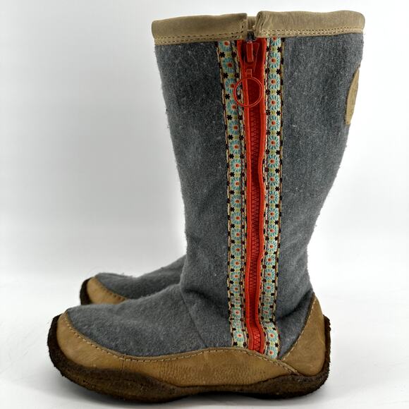Sorel Norquay Winter Boots Zip Up Mid Calf Round Toe Wool Leather Fleece Gray 7 - Picture 4 of 7